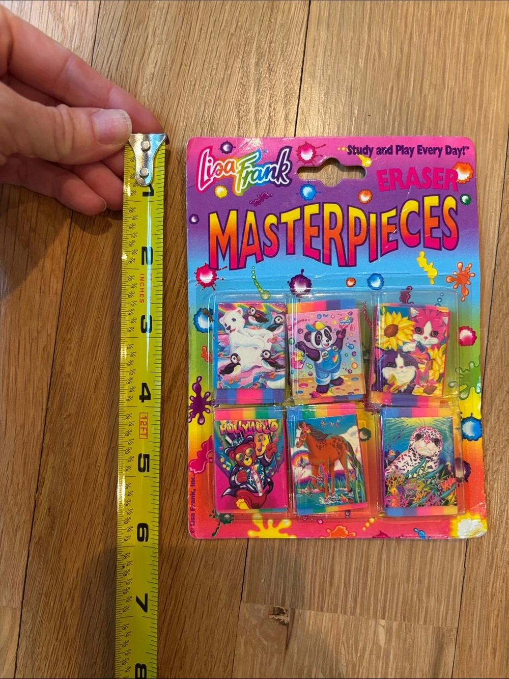 Vtg 90s Lisa Frank Eraser Set Rainbow 6 Pack Sealed NIB